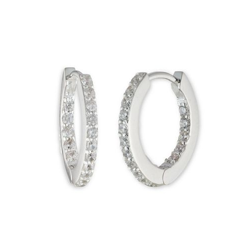 Ralph Lauren Sterling Silver and Cubic Zirconia Huggie Hoop Earring