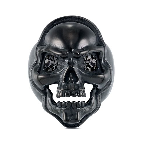 Andrew Charles by Andy Hilfiger Mens Cubic Zirconia Skull Ring in Black Ion-Plated Stainless Steel