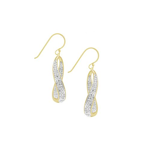 Essentials Clear Crystal Twist Drop Earrings in Gold Plate or Silver Plate