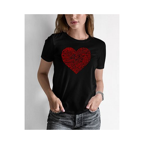 LA Pop Art Womens Word Art Country Music Heart T-Shirt