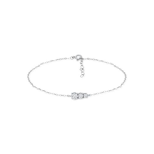 Giani Bernini Cubic Zirconia Graduated Three Stone Chain Link Ankle Bracelet in Sterling Silver
