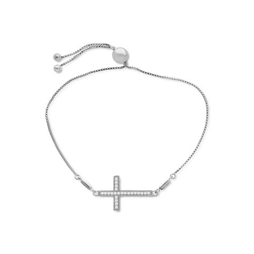 Macys Diamond Cross Bolo Bracelet (1/6 ct. t.w.) in Sterling Silver