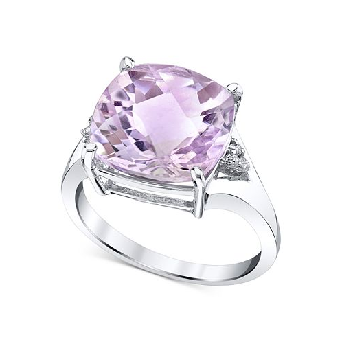 Macys Pink Amethyst (6-1/10 ct. t.w.) & Diamond (1/20 ct. t.w.) Statement Ring in Sterling Silver
