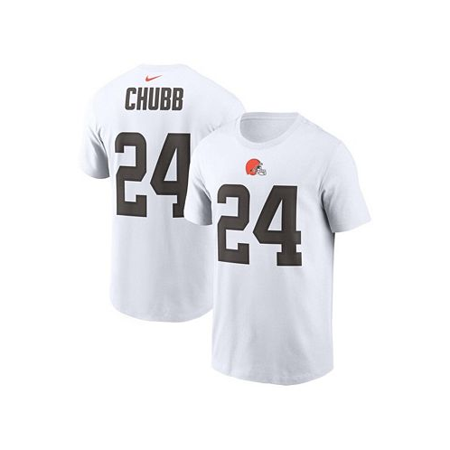 Nike Mens Nick Chubb White Cleveland Browns Player Name and Number T-shirt
