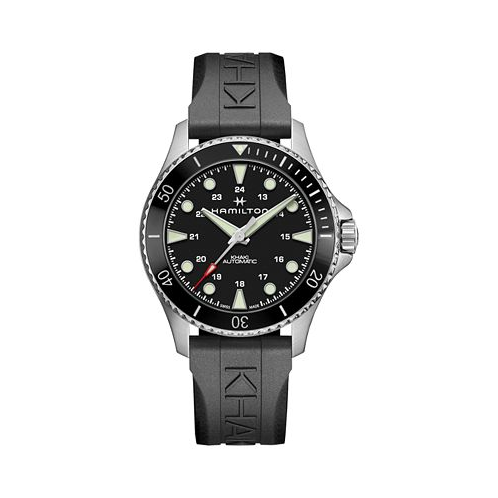 Hamilton Mens Swiss Automatic Khaki Navy Scuba Black Rubber Strap Watch 43mm