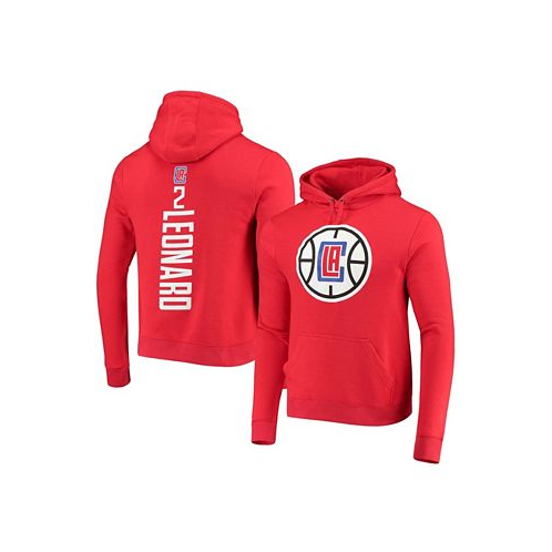 Fanatics Mens Kawhi Leonard Red LA Clippers Team Playmaker Name and Number Pullover Hoodie
