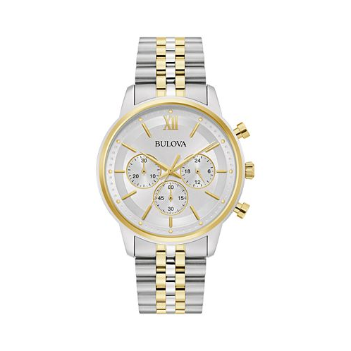 Bulova Mens Classic Chronograph Two-Tone Stainless Steel Bracelet Watch 41mm
