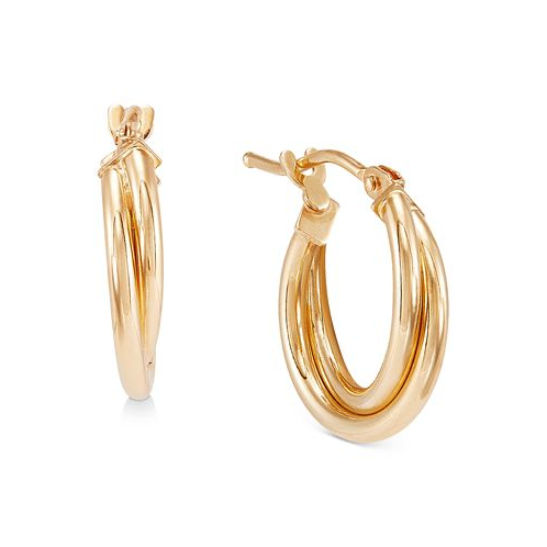 Italian Gold Double Twist Hoop Earrings in 10k Gold (10mm)