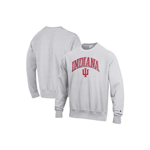 Champion Mens Gray Indiana Hoosiers Arch Over Logo Reverse Weave Pullover Sweatshirt