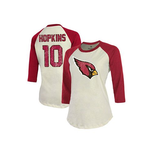 Fanatics Womens Deandre Hopkins Cream Cardinal Arizona Cardinals Player Raglan Name Number 3/4 Sleeve T-shirt