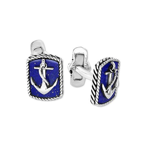 EFFY Collection EFFY Mens Lapis Lazuli Anchor Cufflinks in Sterling Silver