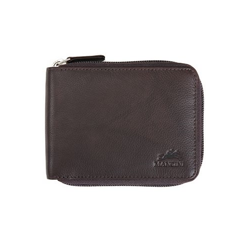 Mancini Mens Monterrey Collection Zippered Bifold Wallet with Removable Pass Case