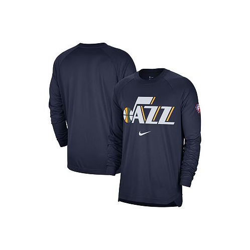 Nike Mens Navy Utah Jazz 75th Anniversary Pregame Shooting Performance Raglan Long Sleeve T-shirt
