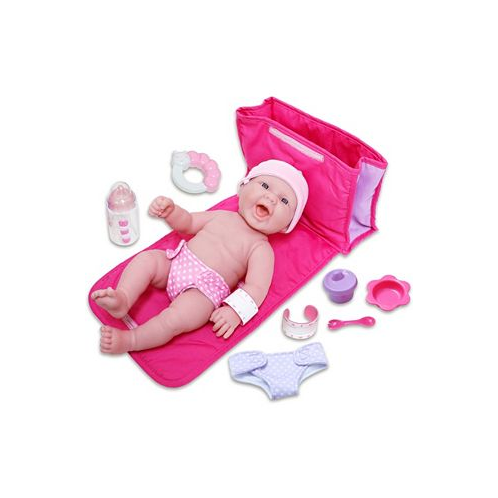 JC TOYS La Newborn 13 Smiling Baby Doll 10 Pcs Diaper Bag Gift Set