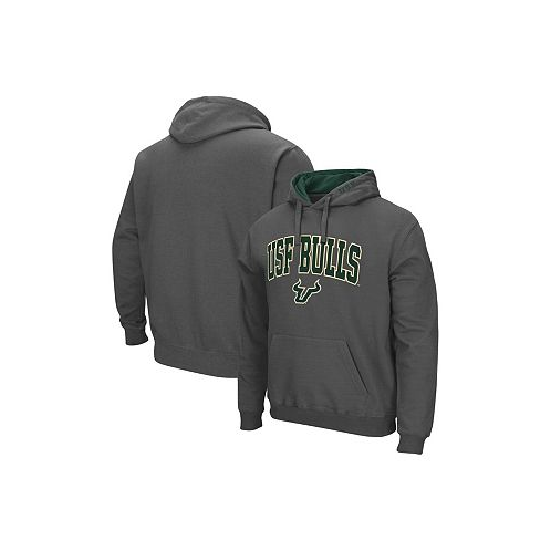 Colosseum Mens Charcoal South Florida Bulls Arch and Logo Pullover Hoodie