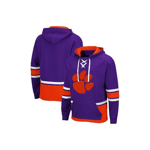 Colosseum Mens Purple Clemson Tigers Lace Up 3.0 Pullover Hoodie