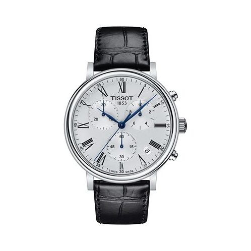 Tissot Mens Carson Premium Chronograph Black Leather Strap Watch 41mm
