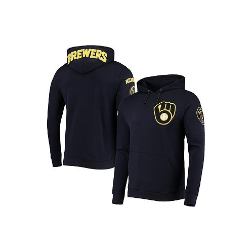 Pro Standard Mens Navy Milwaukee Brewers Team Logo Pullover Hoodie