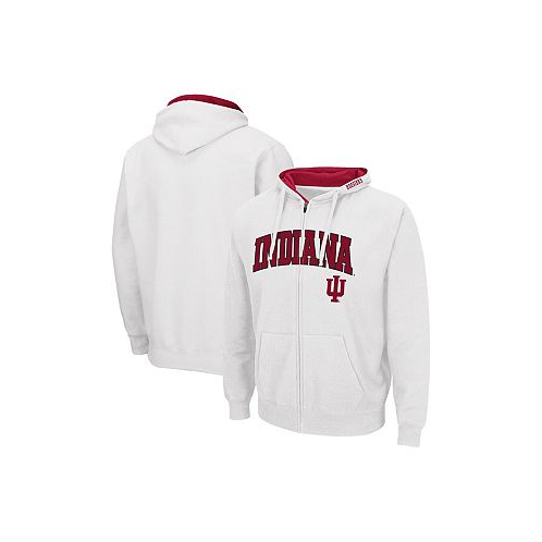 Colosseum Mens White Indiana Hoosiers Arch and Logo 3.0 Full-Zip Hoodie