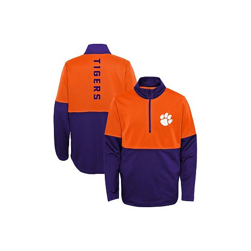 Outerstuff Big Boys Purple Orange Clemson Tigers Quick Snap Spine Print Quarter-Zip Jacket