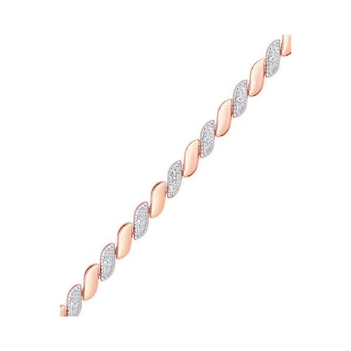Macys Diamond Accent San Marco Link Bracelet in 18k Gold-Plate & Silver-Plate