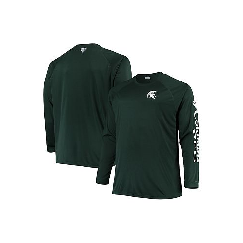 Columbia Mens Green Michigan State Spartans Big and Tall Terminal Tackle Omni-Shade Long Sleeve Raglan T-shirt