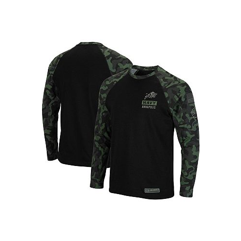 Colosseum Mens Black Navy Midshipmen OHT Military-Inspired Appreciation Camo Raglan Long Sleeve T-shirt