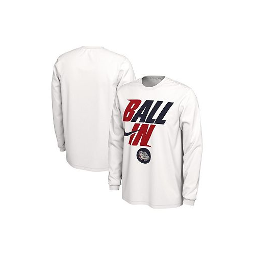 Nike Mens White Gonzaga Bulldogs Ball In Bench Long Sleeve T-shirt