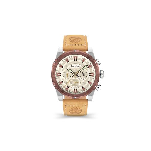 Timberland Mens Fitzwilliam Wheat Leather Strap Watch 46mm
