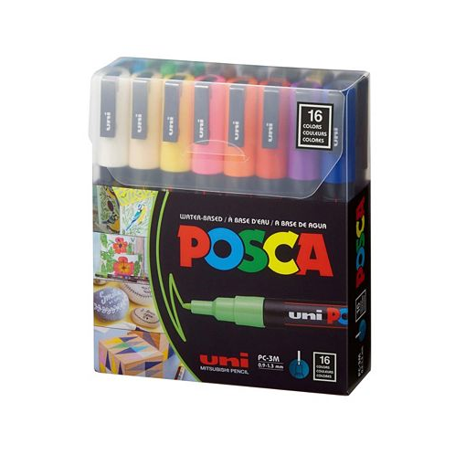 POSCA 16-Color Paint Marker Set Pc-3M Fine