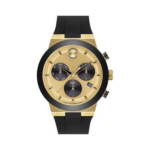 Movado Mens Swiss Chronograph Bold Fusion Black Silicone Strap Watch 44mm
