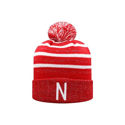 Top of the World Big Girls Scarlet Nebraska Huskers Shimmering Cuffed Knit Hat with Pom
