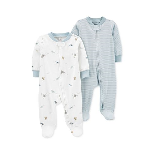 Carters Baby Boys Dog Print Zip Up Footed Coveralls Pack of 2