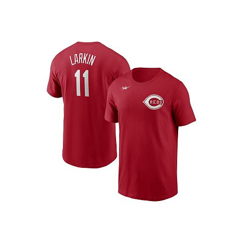 Nike Mens Barry Larkin Red Cincinnati Reds Cooperstown Collection Name & Number T-shirt