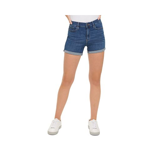 Calvin Klein Jeans Womens High-Rise Roll-Cuff Shorts