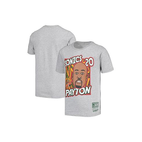 Mitchell & Ness Big Boys Gary Payton Gray Seattle SuperSonics Hardwood Classics King of the Court Player T-shirt