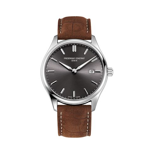Frederique Constant Mens Swiss Classics Brown Leather Strap Watch 40mm