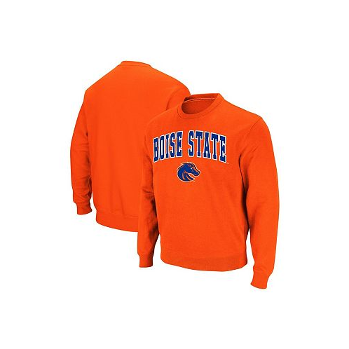 Colosseum Mens Orange Boise State Broncos Arch & Logo Tackle Twill Pullover Sweatshirt