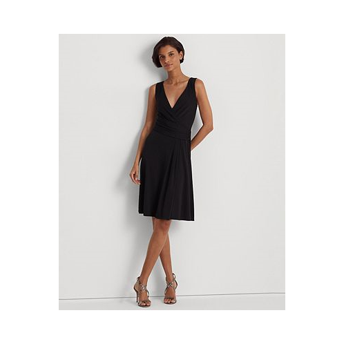 POLO Ralph Lauren Womens Sleeveless Front-Pleated Surplice Jersey Dress