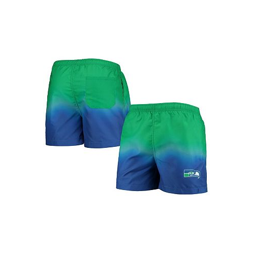 FOCO Mens Royal Seattle Seahawks Retro Dip-Dye Swim Shorts