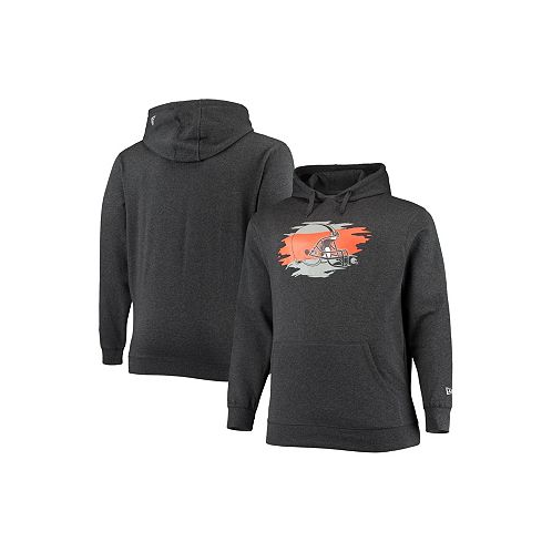 New Era Mens Charcoal Cleveland Browns Big and Tall Primary Logo Pullover Hoodie