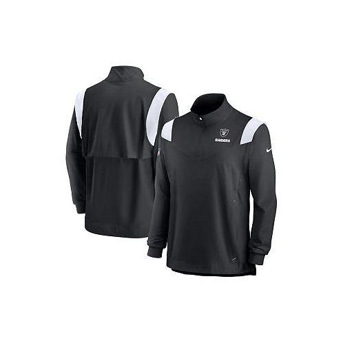 Nike Mens Black Las Vegas Raiders 2022 Coach Chevron Lockup Quarter-Zip Long Sleeve Top