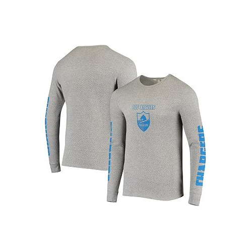 Junk Food Mens Heathered Gray Los Angeles Chargers Heavyweight Thermal Long Sleeve T-shirt