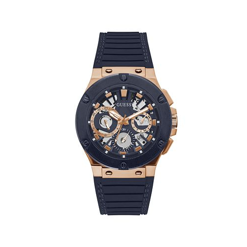 GUESS Mens Navy Silicone Strap Multi-Function Watch 44mm