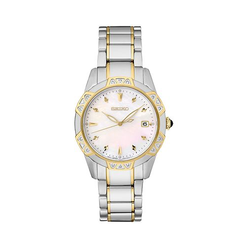Seiko Womens Diamond (1/6 ct. t.w.) Two Tone Stainless Steel Bracelet Watch 33mm