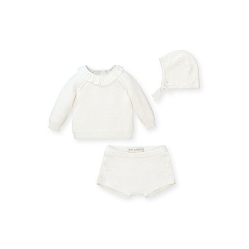 Hope & Henry Baby Boys Baby Organic Cotton Sweater Bloomer and Bonnet 3-Piece Set