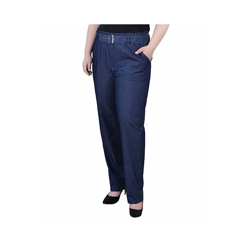 NY Collection Plus Size Pull On Chambray Belted Pants
