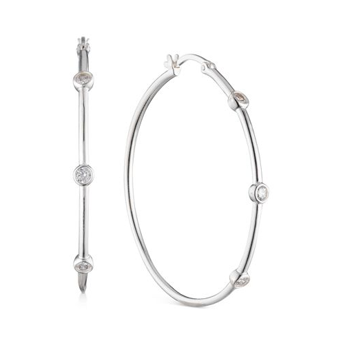 Ralph Lauren Crystal Small Hoop Earrings in Sterling Silver 0.8