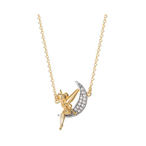 Disney Cubic Zirconia Tinkerbell & Moon 18 Pendant Necklace in Sterling Silver & 18k Gold-Plate