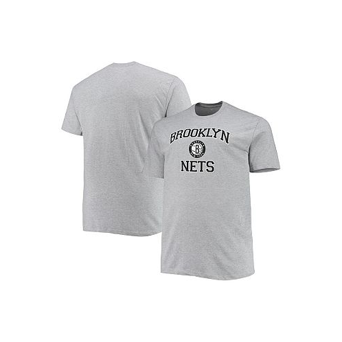 Profile Mens Heathered Gray Brooklyn Nets Big and Tall Heart and Soul T-shirt